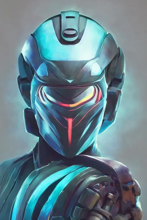 Image similar to epic mask helmet robot ninja portrait stylized as fornite style game design fanart by concept artist gervasio canda, behance hd by jesper ejsing, by rhads, makoto shinkai and lois van baarle, ilya kuvshinov, rossdraws global illumination radiating a glowing aura global illumination ray tracing hdr render in unreal engine 5