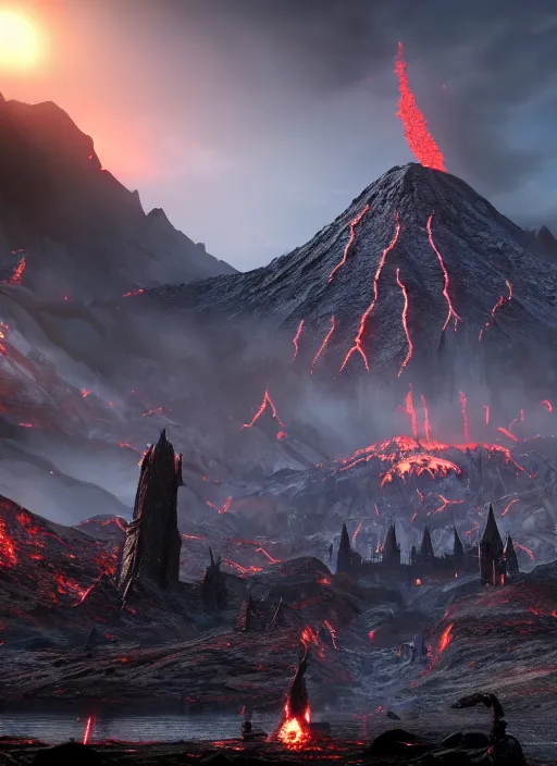 Prompt: whatever you think mordor really looks like, real life, realistic, photograph, 4 k, detailed