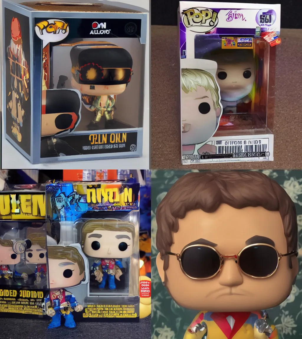 Prompt: elton john golden funko pop, still sealed in box, ebay listing