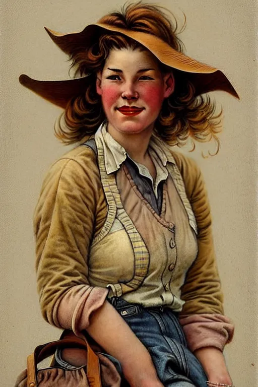 Image similar to (((((1950s wold west pioneer woman cover art . muted colors.))))) by Jean-Baptiste Monge !!!!!!!!!!!!!!!!!!!!!!!!!!!