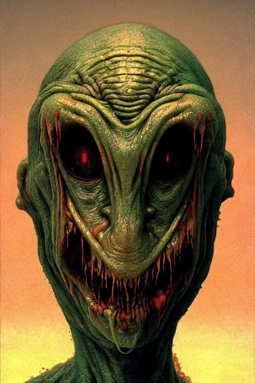 Image similar to perfectly - centered horror portrait - photograph of a brutal scary terrifying ugly monstrous alien goblin creature real life portrait by beksinski and jean delville, slimy pus oozing specular, unreal engine 5, photorealism, hd quality, 8 k resolution, cinema 4 d, hdr dramatic cinematic lighting