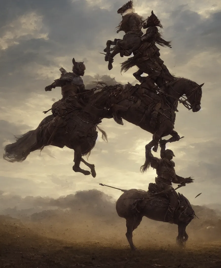 Image similar to hyper realistic knight riding a horse on a long dirt road, illustrated by greg rutkowski, beautiful volumetric lighting, intricate, ultra detailed, photorealistic, trending on artstation, octane render, 8 k