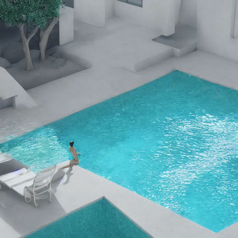 Image similar to liminal spaces swimming pool, pastel colors, blender cycles, octane render, unreal engine, 8 k ultra hd, photorealistic