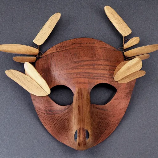 Prompt: insect inspired wooden mask