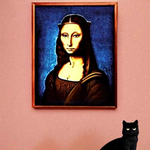 Image similar to gioconda as a cat, art by leonardo da vinci