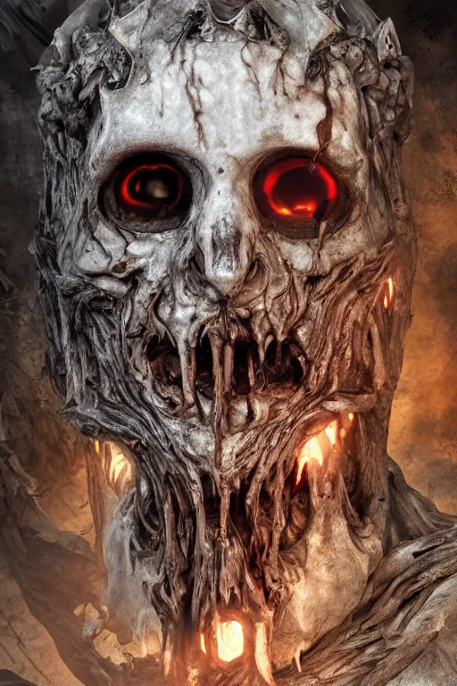 Image similar to god of decay and rot, character design, scary, radiating with power, glowing eyes, whirling death, disgusting, dripping, oily, decomposition, ghostly mist, scary, unreal engine, photorealistic