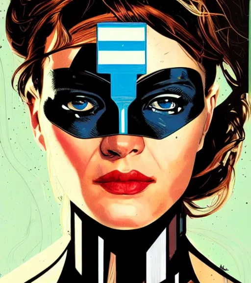 Image similar to portrait of a female android, by MARVEL comics and Sandra Chevrier