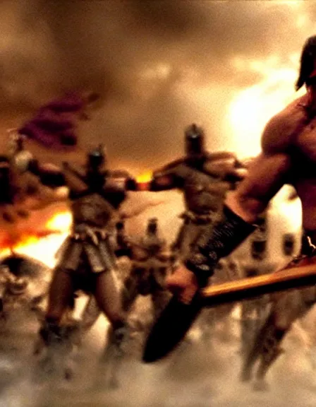 Image similar to epic battle screen, film still from the movie'3 0 0'( 2 0 0 6 )