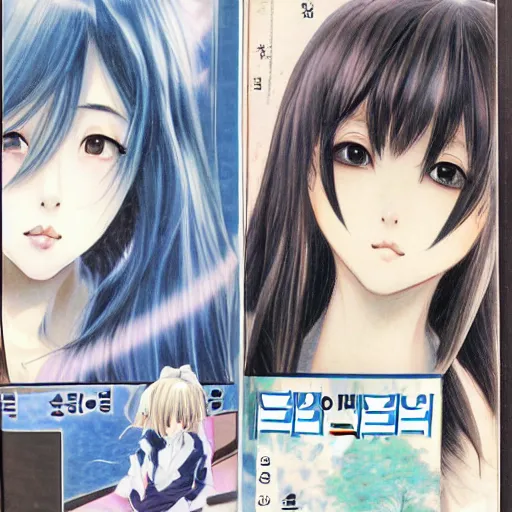 Image similar to korean girl manga cover, hardcover, realistic, very detailed, perfectly drawn