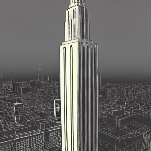 Prompt: 3 d render of a building, octane render, blender 3 d, empire state building model