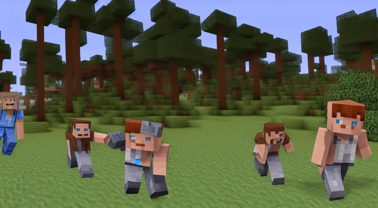 Prompt: Minecraft gameplay, Steve walking