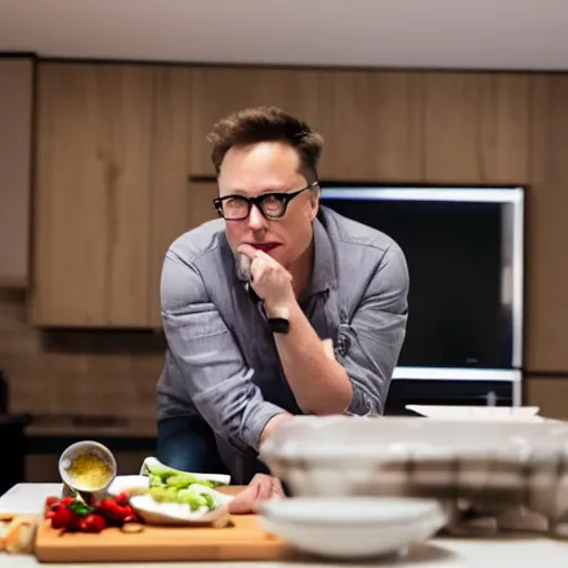 picture of elon musk wearing glasses watching tv while | Stable ...