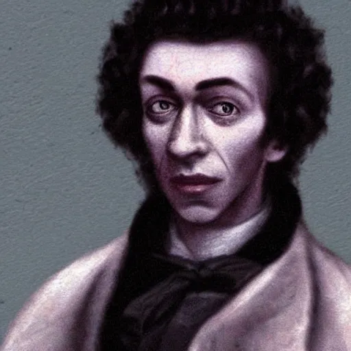 Image similar to alexander pushkin the zombie, realistic