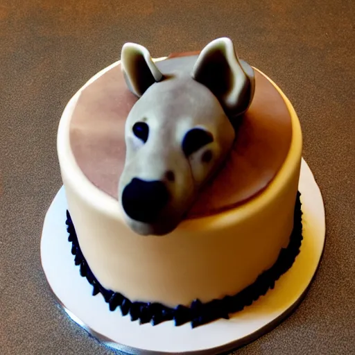 Image similar to birthday cake with hyena sitting on top