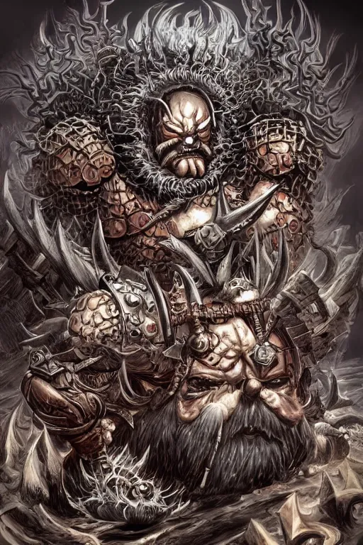 Image similar to chaos dwarf, fantasy, warhammer, highly detailed, digital art, sharp focus, trending on art station, kentaro miura manga art style