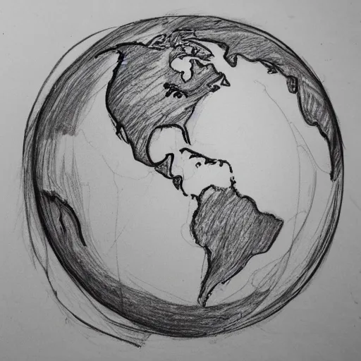 Sketch of a School Globe with South and North America Map