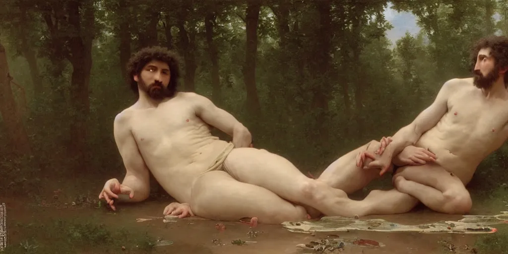 Prompt: ultra detailed and realistic painting by william - adolphe bouguereau and ilya repin and boris vallejo and albert bierstadt, rendered in 8 k unreal engine 5, we see a man wearing old clothes riding a giant snail