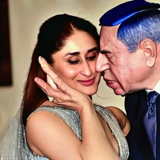 Image similar to kareena kapoor kissing benjamin netanyahu