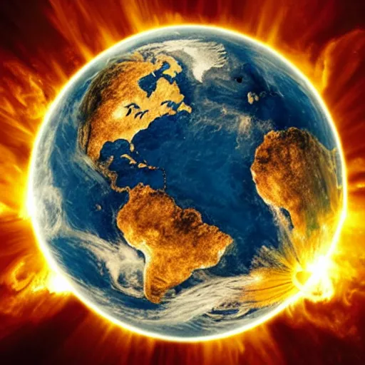 Prompt: sun melting the world
