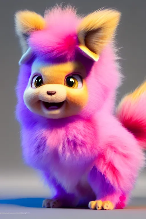 Prompt: high quality 3 d render hyperrealist very cute multicolor stripped fluffy! phoenix chimera hybrid highly detailed, vray smooth, in the style of detective pikachu, hannah yata charlie immer, dramatic pink light, low angle, uhd 8 k, sharp focus