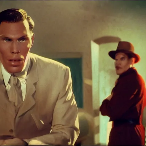 Image similar to Live Action Still of Jerma985 in Casablanca (film), real life, hyperrealistic, ultra realistic, realistic, highly detailed, epic, HD quality, 8k resolution, body and headshot, film still