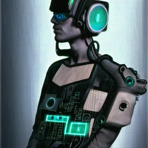 Image similar to very wellmade photo of young Jim Carrey as a scifi futuristic cyberpunk hacker