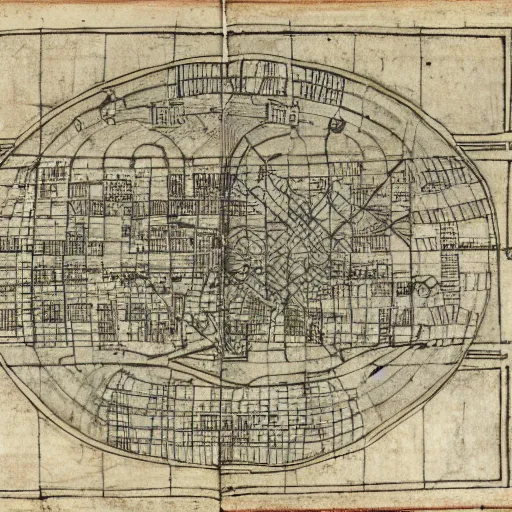 Image similar to city plan drawing in style 1 6 th century map