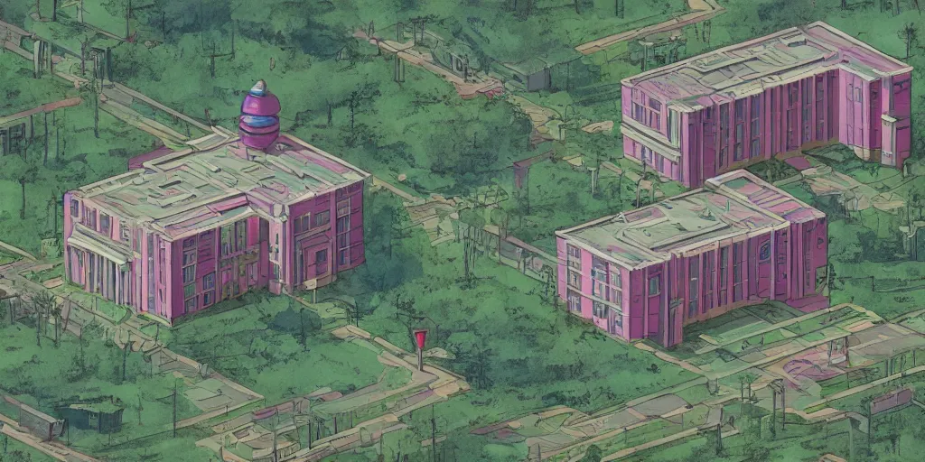 Prompt: 80s mansion in the style of simon stalenhag