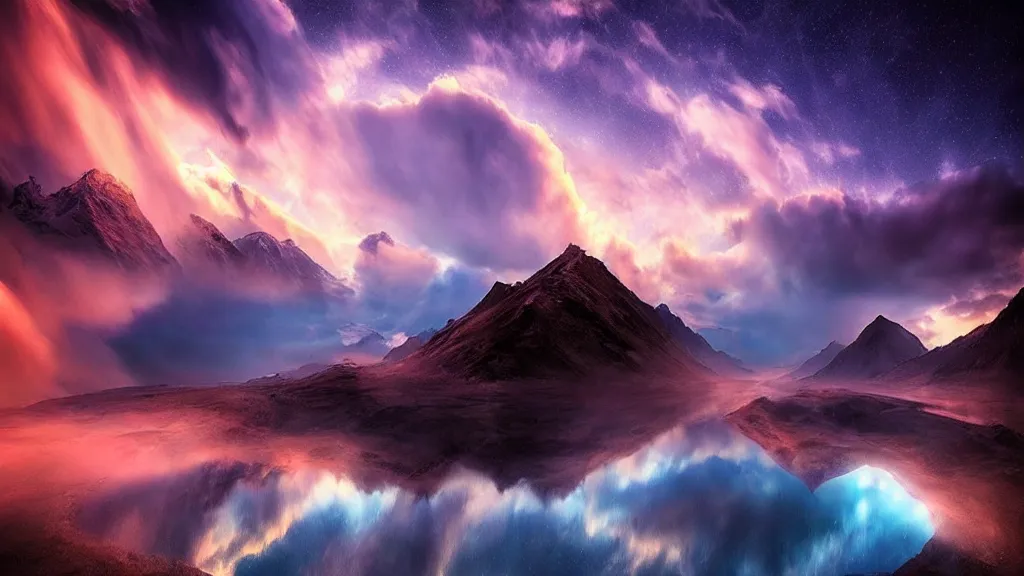 Image similar to amazing photo of anime sky by marc adamus, beautiful dramatic lighting