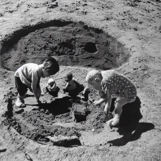 Prompt: ''children excavating a ufo''