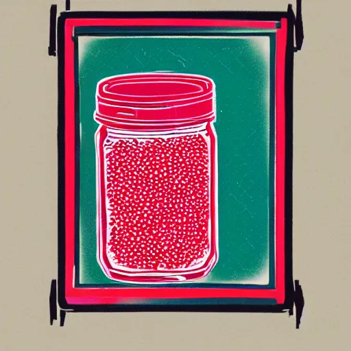 Image similar to a risograph of a pickle jar