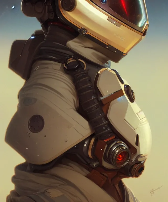 Prompt: Hacker spaceman portrait, highly detailed, digital painting, artstation, concept art, smooth, sharp focus, illustration, art by artgerm and greg rutkowski and alphonse mucha