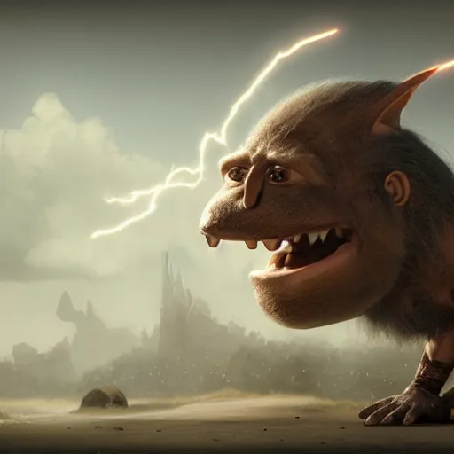 Prompt: funny troll by jean - baptiste monge, vray, octane, realistic lightning