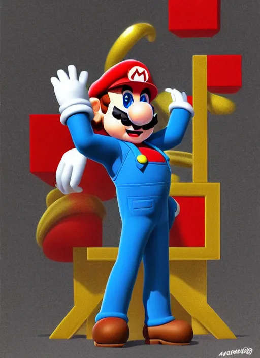 Image similar to super mario in a suit and tie in the style of artgerm