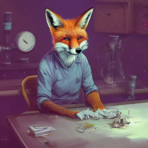 Image similar to A fox doing science by Stanley Artgerm Lau, WLOP, Rossdraws, James Jean, Andrei Riabovitchev, Marc Simonetti, and Sakimichan, trending on artstation