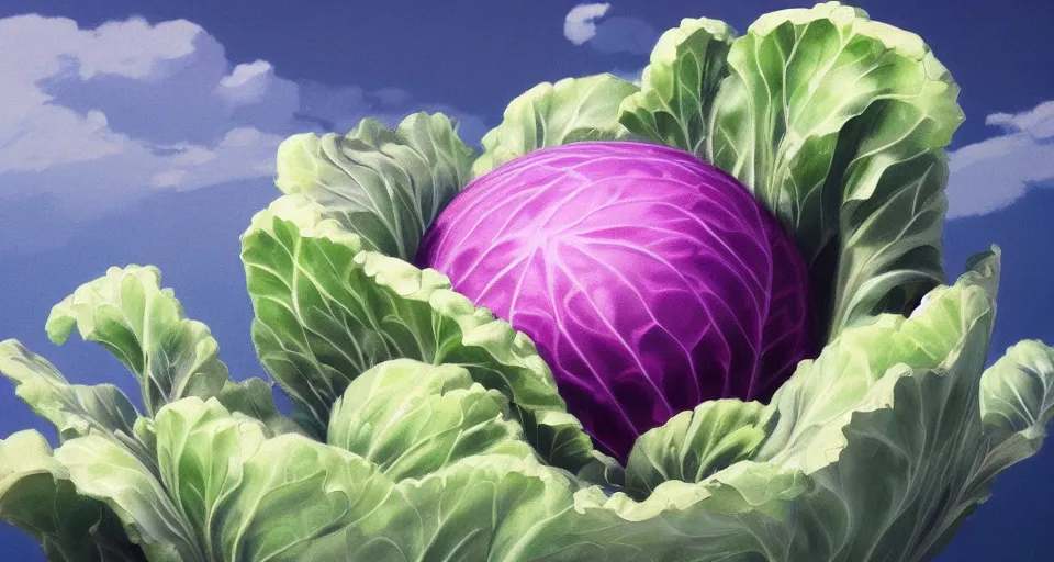 Prompt: a beautiful painting of a cabbage by studio ghibli, gigantic, octane render, brilliantly coloured, intricate, ultra wide angle, trending on artstation, dusk, volumetric lighting, polished, micro details, ray tracing, 8k