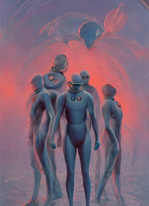 Prompt: astronauts in the underwater void - complex and hyperdetailed technical suit. reflection and dispersion materials. rays and dispersion of light. volumetric light. f / 3 2. noise film photo. flash photography. ultra realistic, wide angle. holographic and anaglyph materials, poster by wayne barlowe, mike winkelmann, wayne barlowe, craig mullins