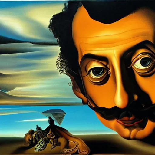 Image similar to painting of Salvador Dali by Salvador Dali , highly detailed, 8k, cinematic,