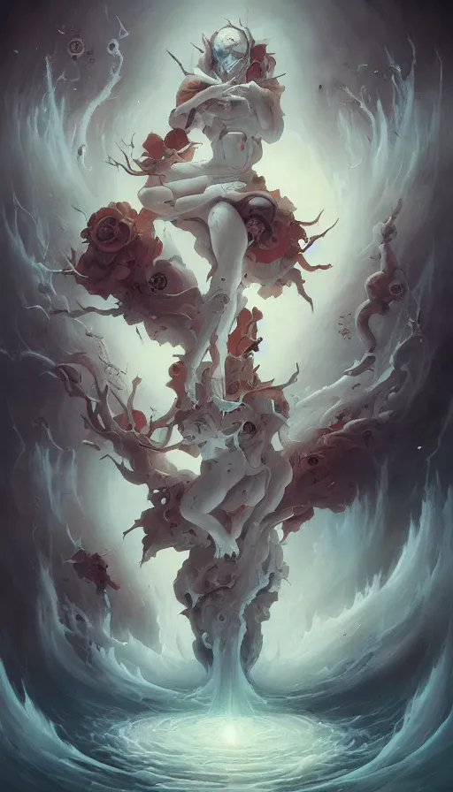 Image similar to life and death mixing together, by peter mohrbacher