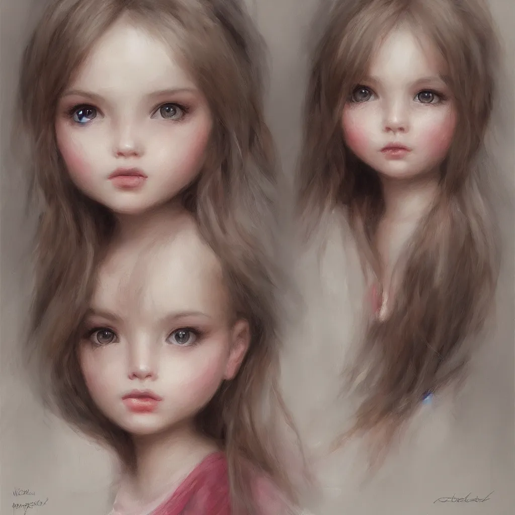 Image similar to portrait of a cute girl painted by Nicoletta Ceccoli, detailed, award winning, digital painting, artstation, concept art, smooth, sharp focus, illustration,