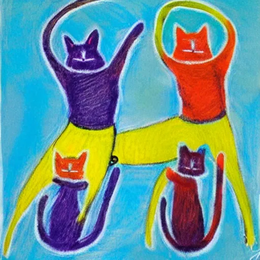 Image similar to cats dancing, oil pastel