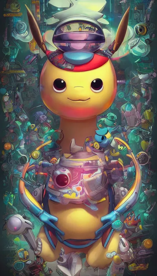 Image similar to lofi BioPunk Pokemon Pikachu portrait Pixar style by Tristan Eaton_Stanley Artgerm and Tom Bagshaw,