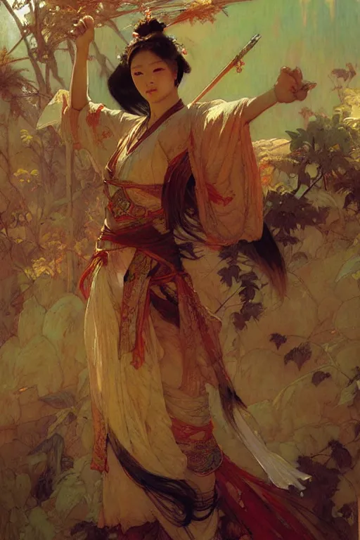 Image similar to wuxia, painting by gaston bussiere, craig mullins, greg rutkowski, alphonse mucha