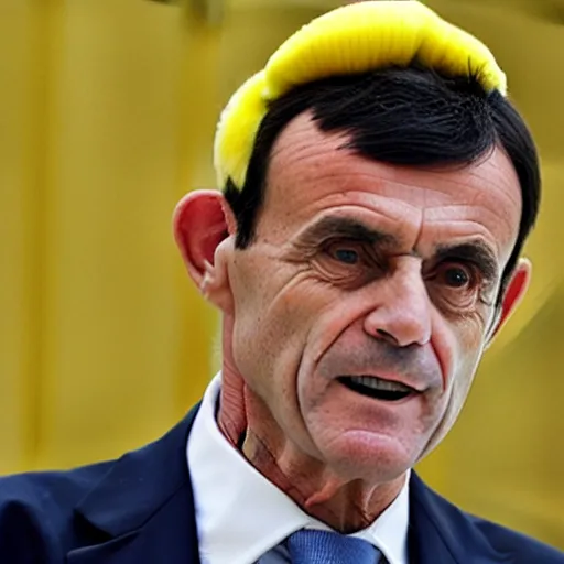 Image similar to Manuel Valls wearing a banana costume
