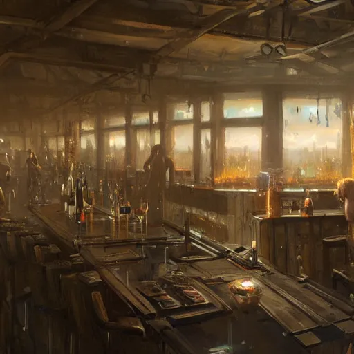 Image similar to the bar at the end of time by greg rutkowski