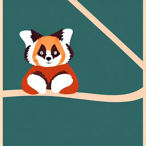 Image similar to digital art of adventurous red panda wearing a baseball cap climbing a mountain