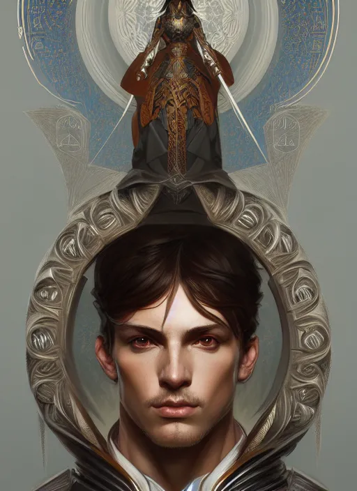 Prompt: symmetry!! portrait of male knight, high fantasy, intricate, elegant, highly detailed, digital painting, artstation, concept art, smooth, sharp focus, illustration, art by artgerm and greg rutkowski and alphonse mucha, 8 k