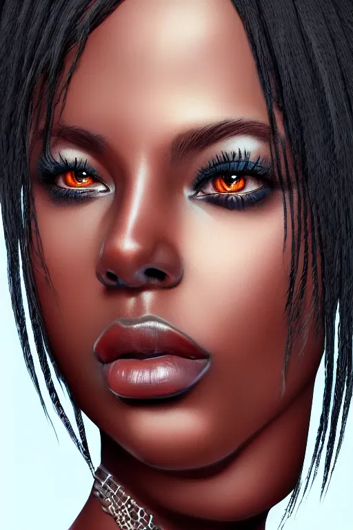 Image similar to A beautiful black female, highly detailed, digital painting, artstation