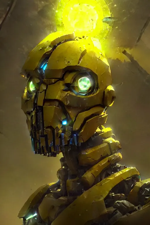 Image similar to portrait Keetongu bionicle cyclops yellow by Greg Rutkowski