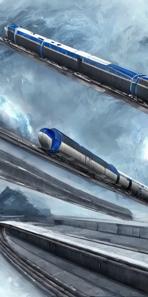 Image similar to concept art, vacuum pipeline maglev train, super high speed, science fiction, future technology, high detail, 8 k.